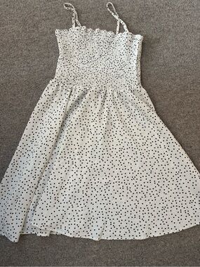 SHEIN White Mini Dress with Black Polka Dots